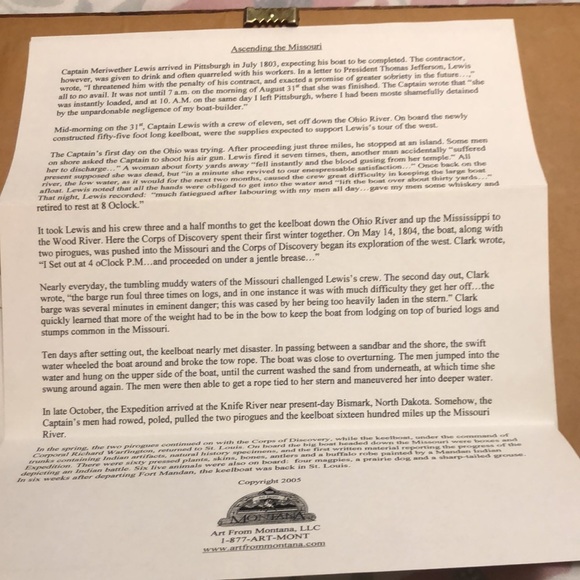 Vintage Lewis & Clark Enchanting Cascades by Brian Morger - 15.25x9.25 - Picture 5 of 5